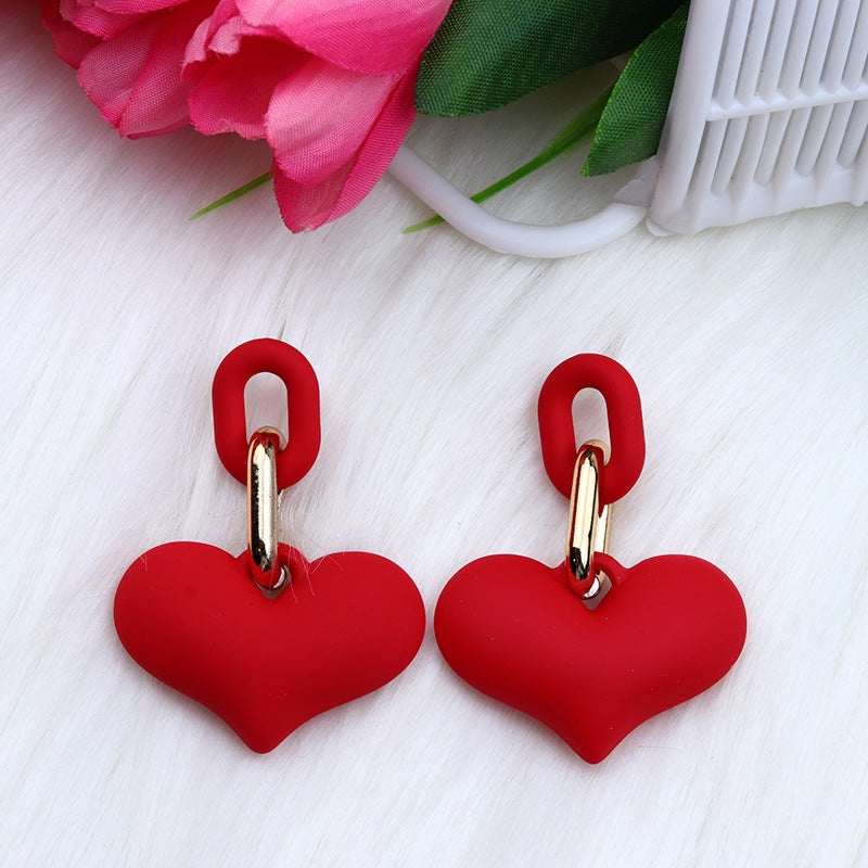 1 Pair Ig Style Heart Shape Spray Paint Arylic Drop Earrings