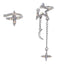 Ig Style Asymmetrical Star Moon Rhinestone Ear Cuffs with Cross Tassel Design