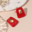 1 Pair Bridal Geometric Square Metal Drop Earrings with Red Vintage Style Studs