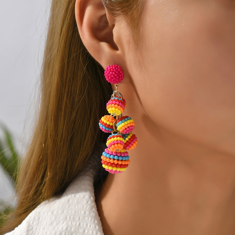 Bohemian Beaded Tassel Drop Earrings for Women