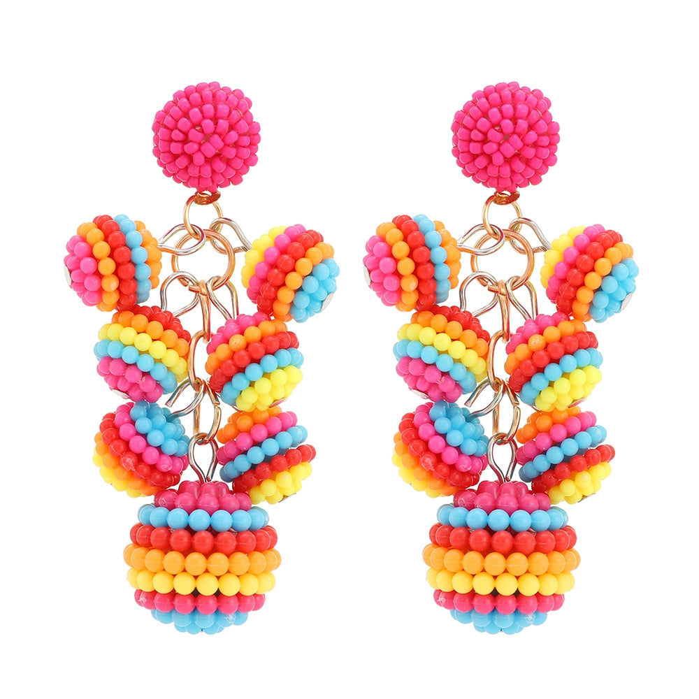 Bohemian Beaded Tassel Drop Earrings for Women