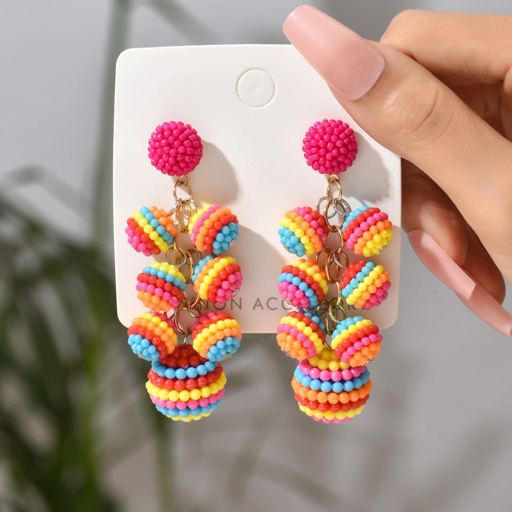 Bohemian Beaded Tassel Drop Earrings for Women