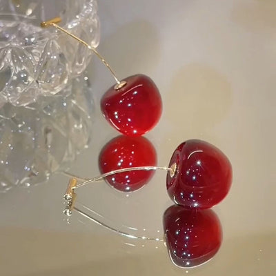 Cherry Fruit Alloy Drop Earrings for Women