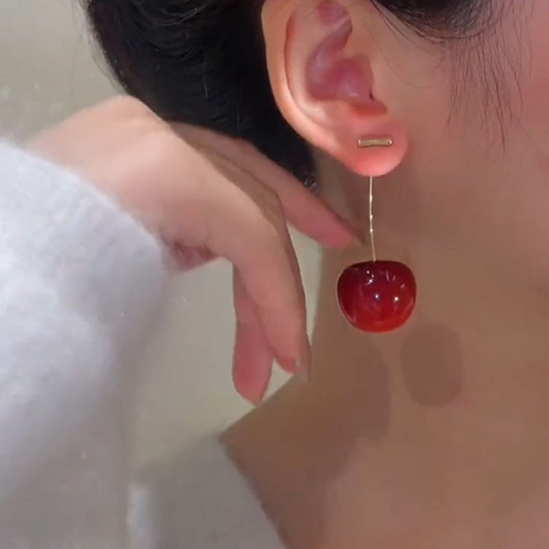 Cherry Fruit Alloy Drop Earrings for Women