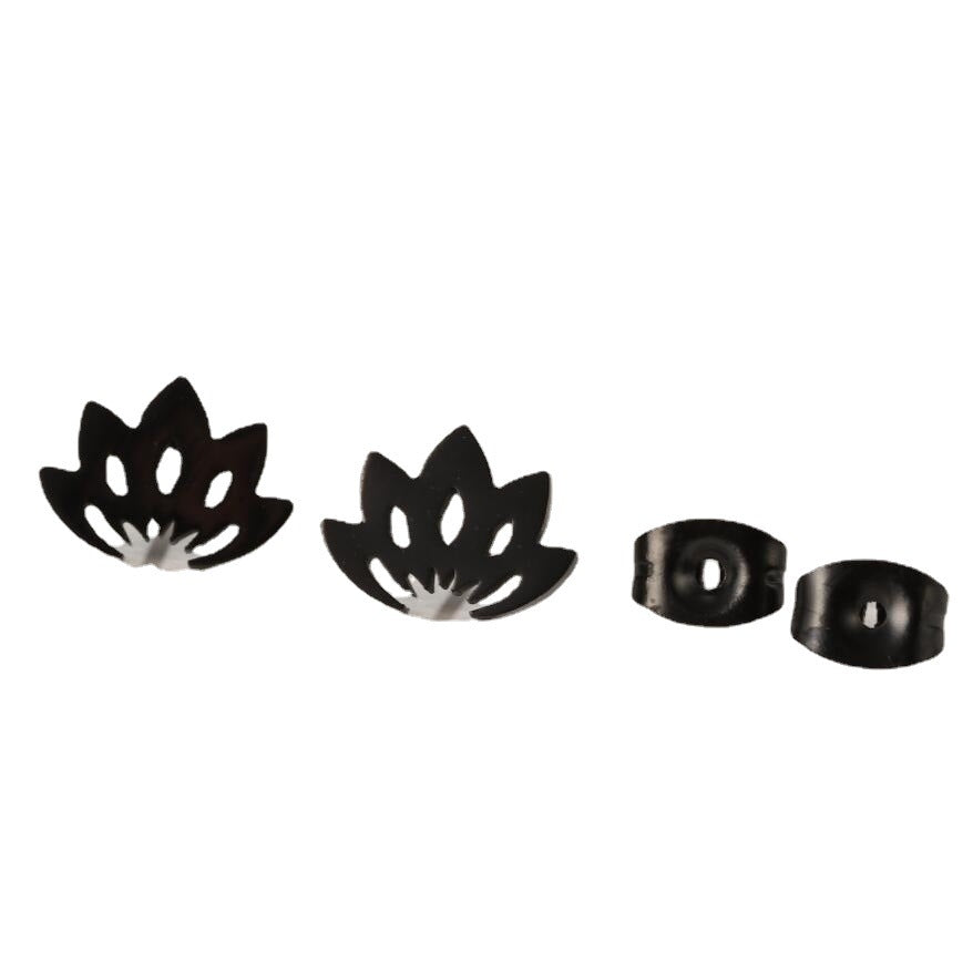 1 Pair Modern Lotus Hollow Out Stainless Steel Stud Earrings