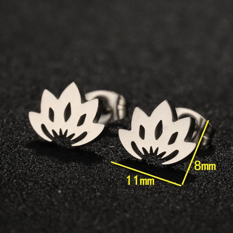 1 Pair Modern Lotus Hollow Out Stainless Steel Stud Earrings