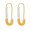 1 Pair Elegant Paper Clip Imitation Pearl Titanium Steel Earrings - Gold Minimalist Design