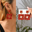 1 Pair Square Gemstone Drop Earrings - Trendy Fashion Jewelry