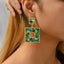 1 Pair Square Gemstone Drop Earrings - Trendy Fashion Jewelry