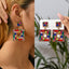 1 Pair Square Gemstone Drop Earrings - Trendy Fashion Jewelry