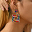 1 Pair Square Gemstone Drop Earrings - Trendy Fashion Jewelry