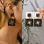 1 Pair Square Gemstone Drop Earrings - Trendy Fashion Jewelry