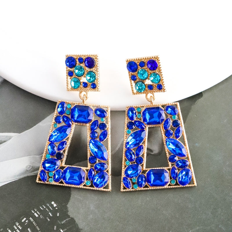 Elegant Vintage Square Rhinestone Drop Earrings