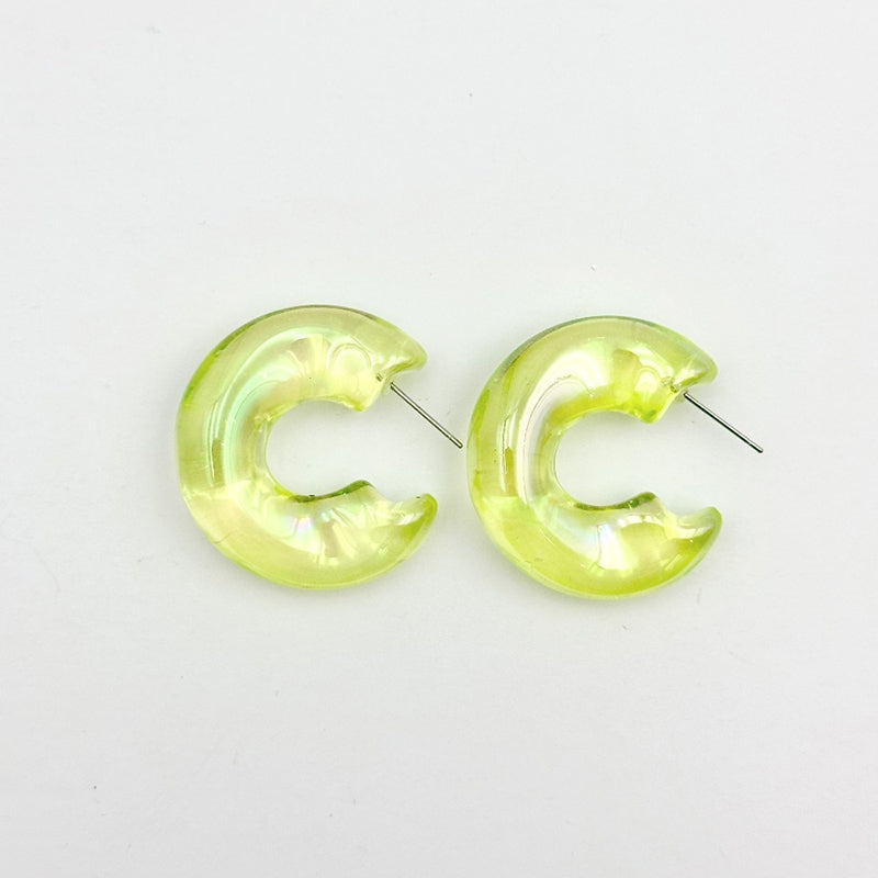 Aurora Candy Color Acrylic C-Shape Earrings for Women