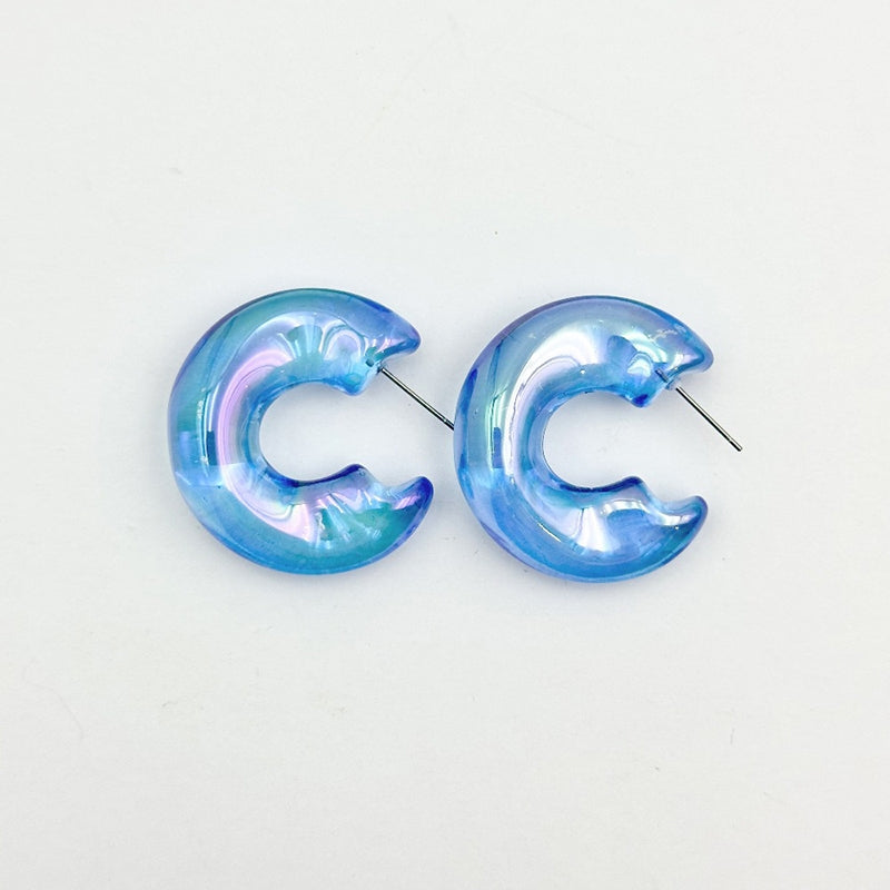 Aurora Candy Color Acrylic C-Shape Earrings for Women