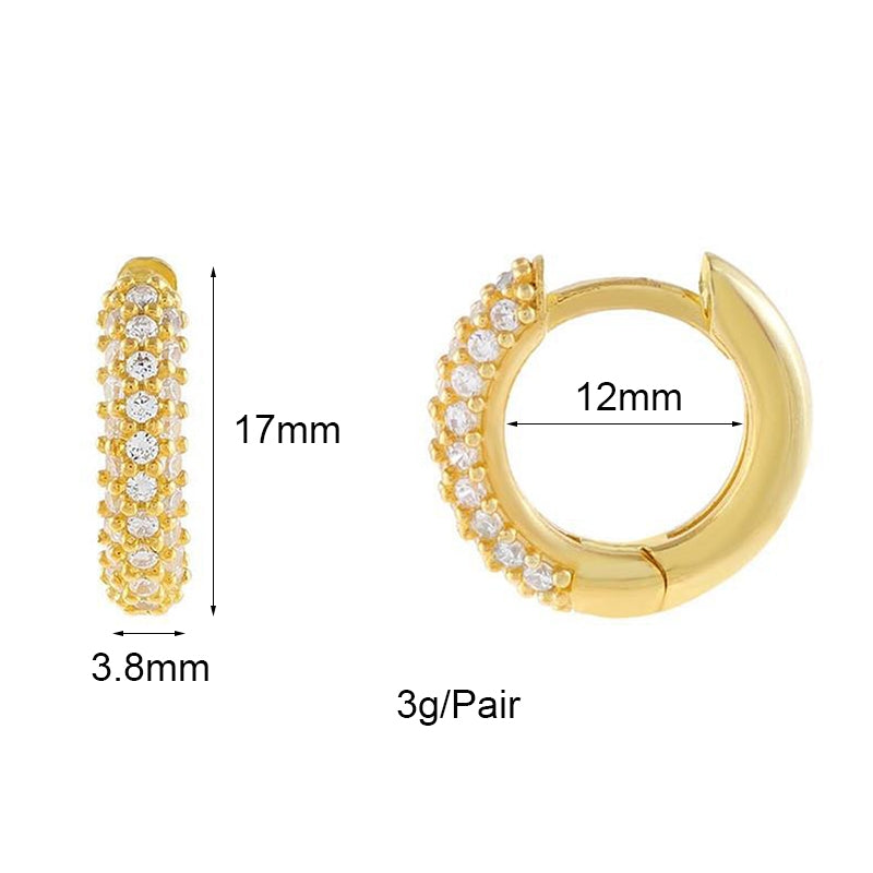 Luxurious Classic Pentagram Circle 18k Gold Plated Zircon Hoop Earrings