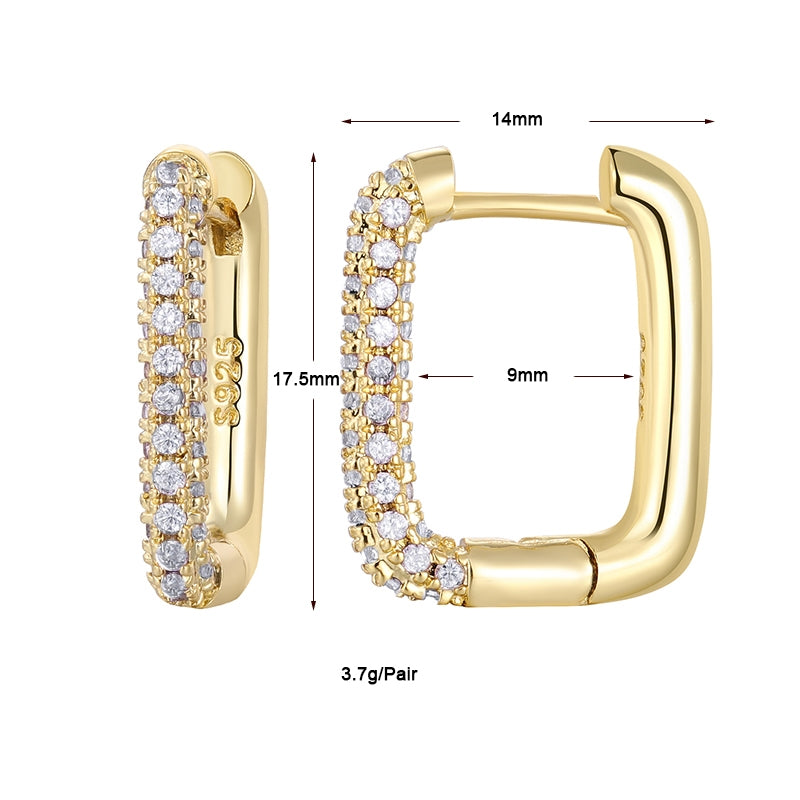 Luxurious Classic Pentagram Circle 18k Gold Plated Zircon Hoop Earrings