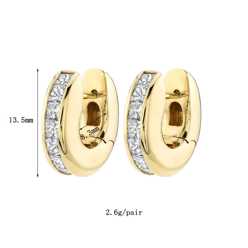 Luxurious Classic Pentagram Circle 18k Gold Plated Zircon Hoop Earrings