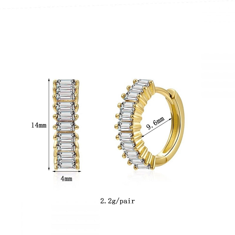 Luxurious Classic Pentagram Circle 18k Gold Plated Zircon Hoop Earrings