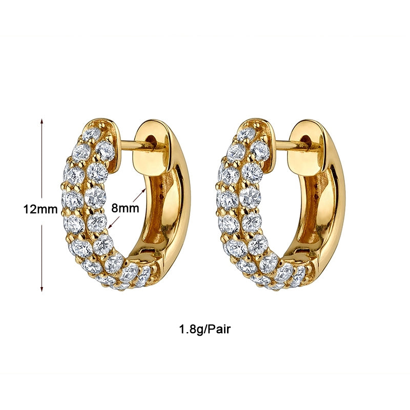 Luxurious Classic Pentagram Circle 18k Gold Plated Zircon Hoop Earrings