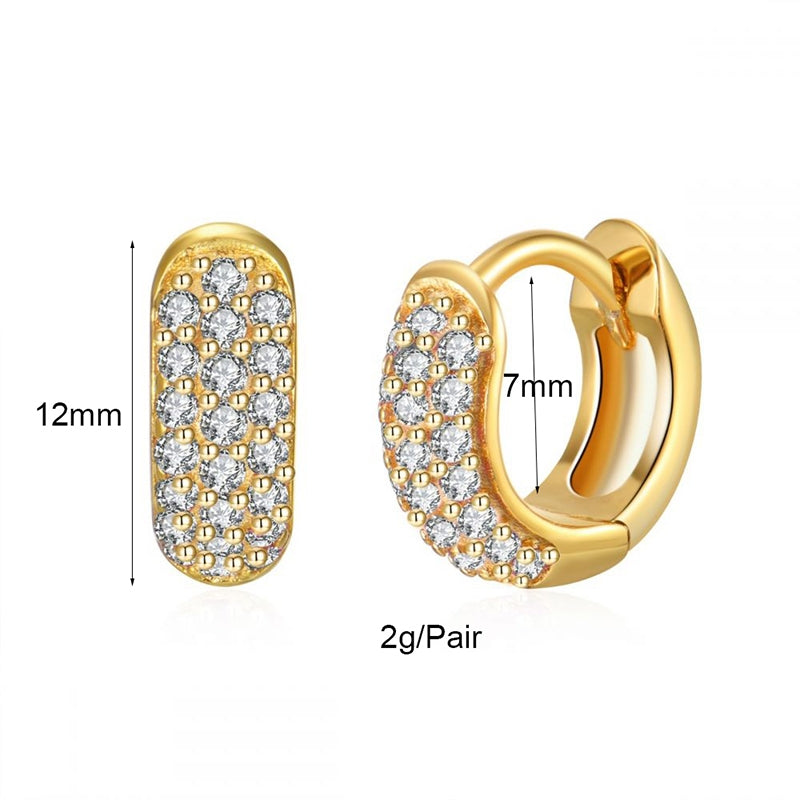 Luxurious Classic Pentagram Circle 18k Gold Plated Zircon Hoop Earrings