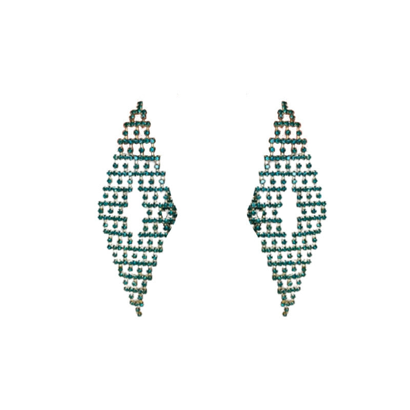 1 Pair Luxurious Geometric Metal Inlay Rhinestones Women's Drop Earrings