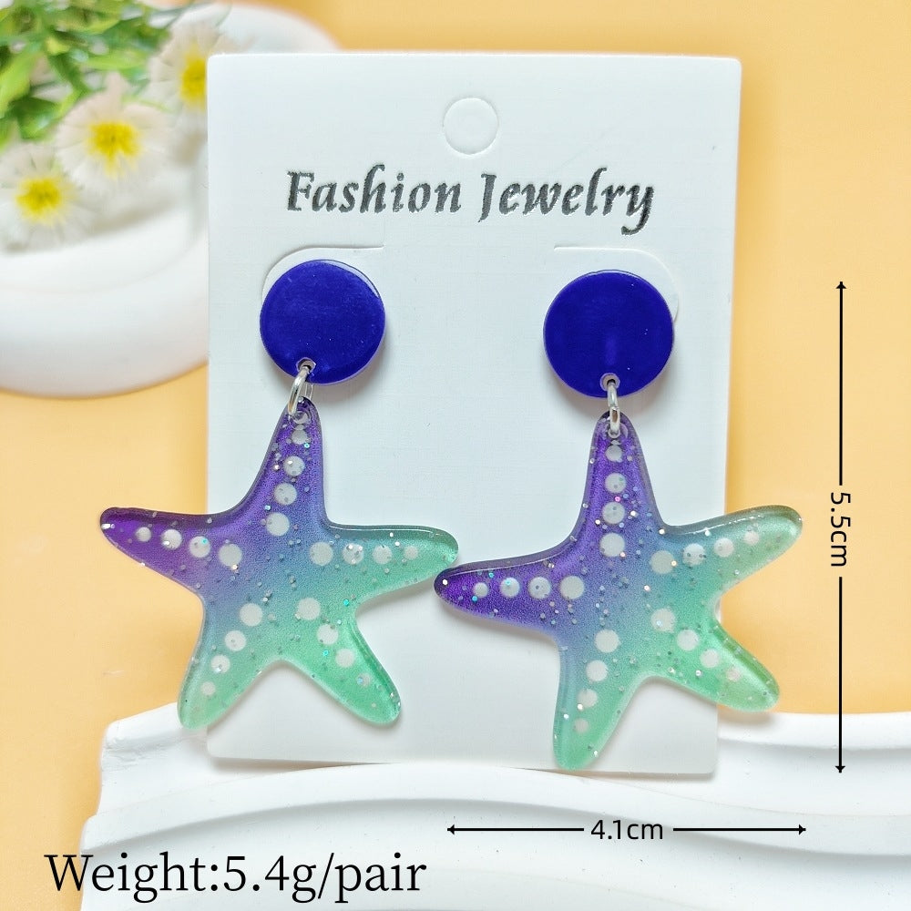 1 Pair Marine Style Simple Style Starfish Arylic Drop Earrings