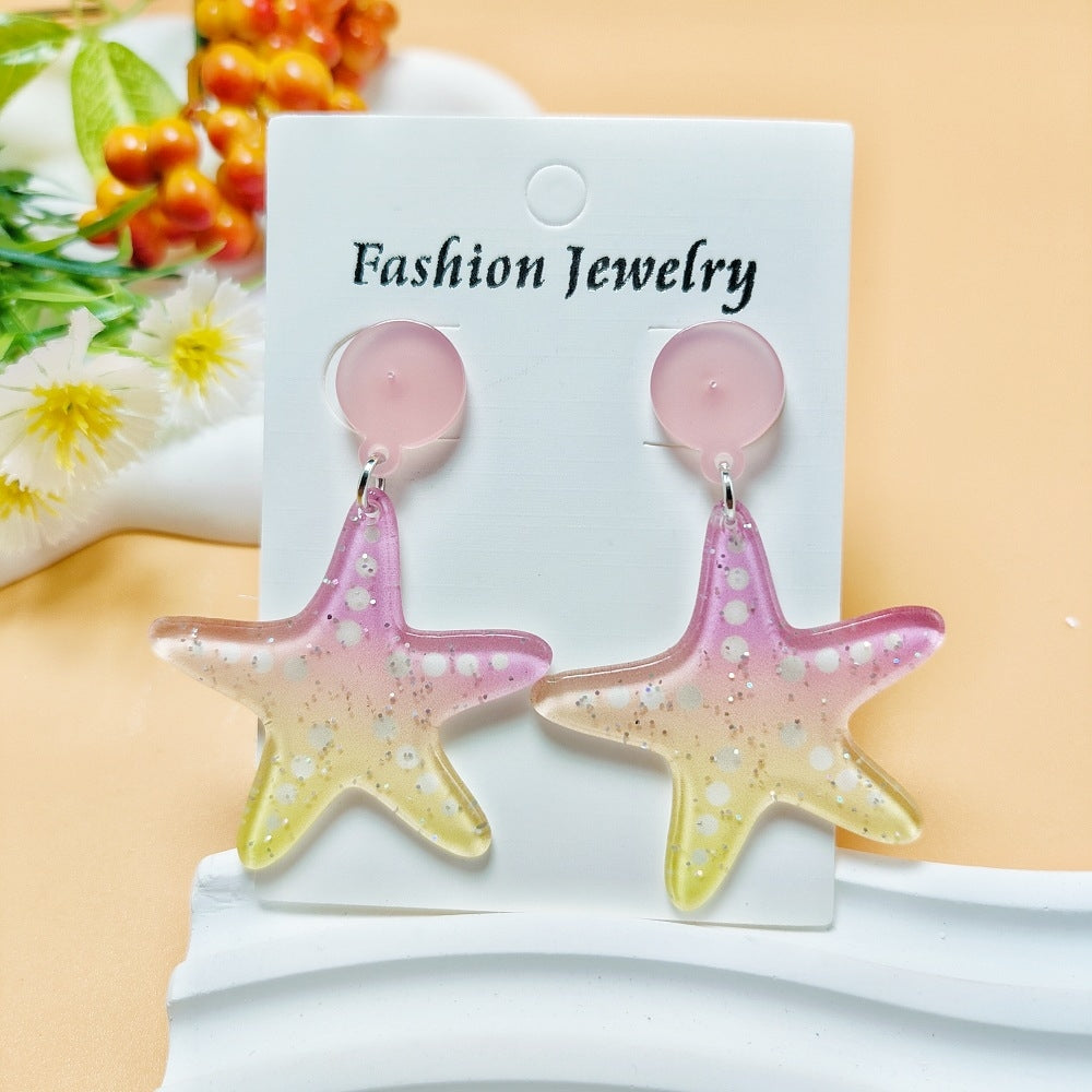 1 Pair Marine Style Simple Style Starfish Arylic Drop Earrings