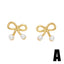 Modern Rabbit Flower Pearl Zircon 18K Gold Plated Stud Earrings