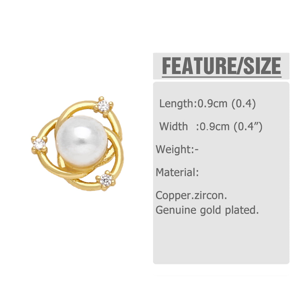 Modern Rabbit Flower Pearl Zircon 18K Gold Plated Stud Earrings