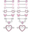 1 Pair Heart & Moon Shape Zircon Nipple Rings and Studs - 316 Stainless Steel Body Piercing Jewelry