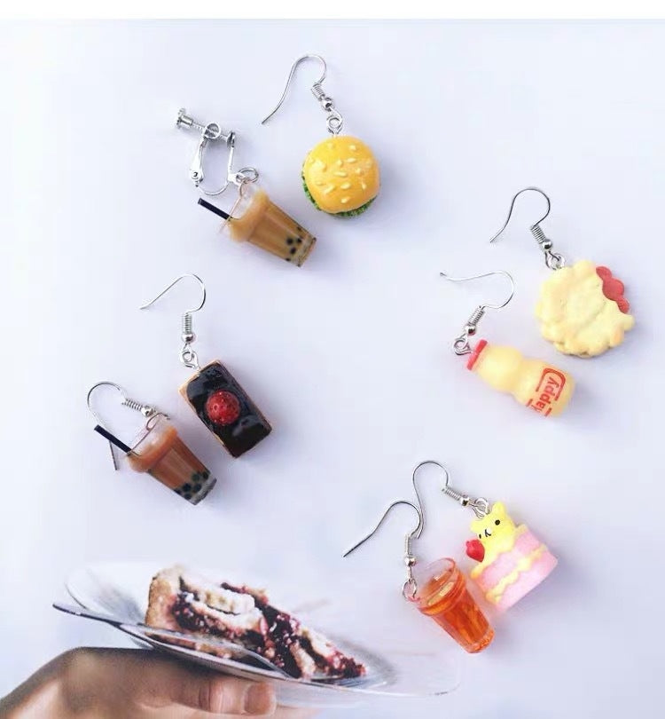 Novelty Hamburger and Milkshake Resin Earrings for Women