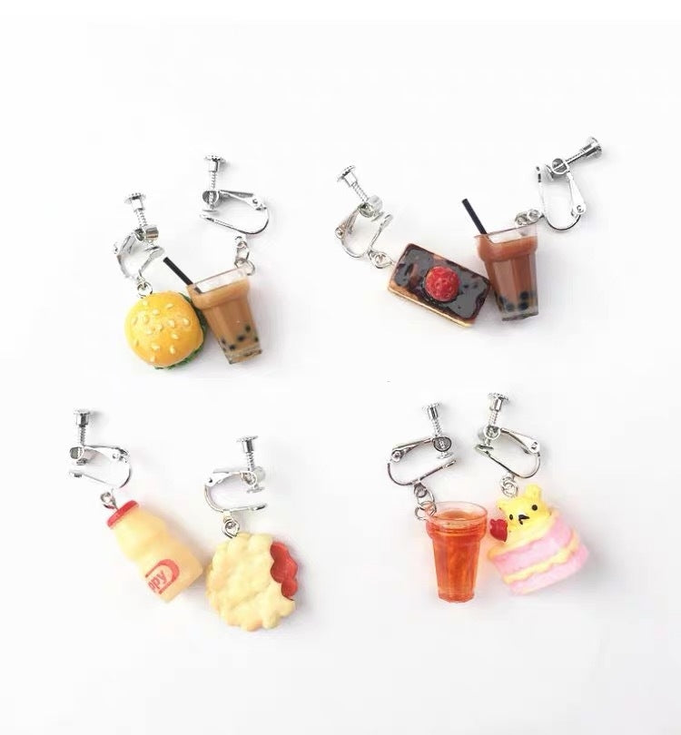 Novelty Hamburger and Milkshake Resin Earrings for Women