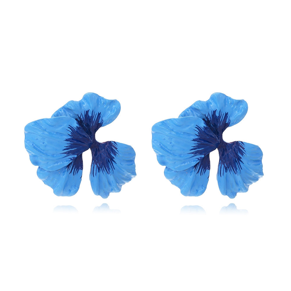 Pastoral Floral Enamel Alloy Stud Earrings for Women