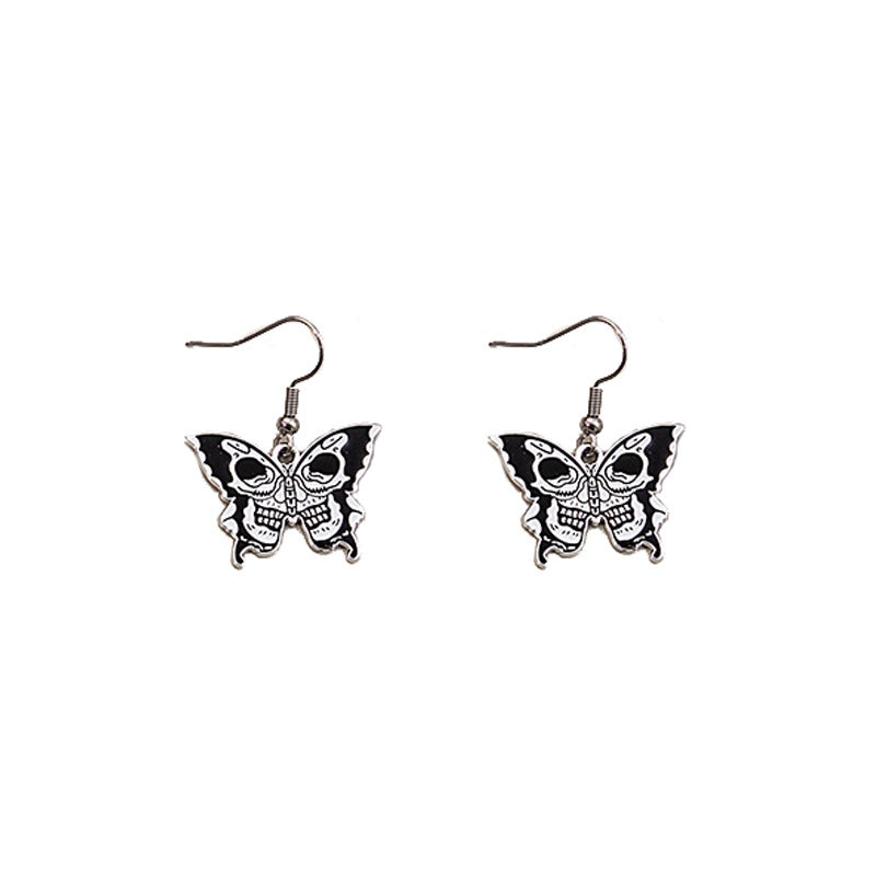 Gothic Butterfly Skull & Halloween Pumpkin Ghost Drop Earrings