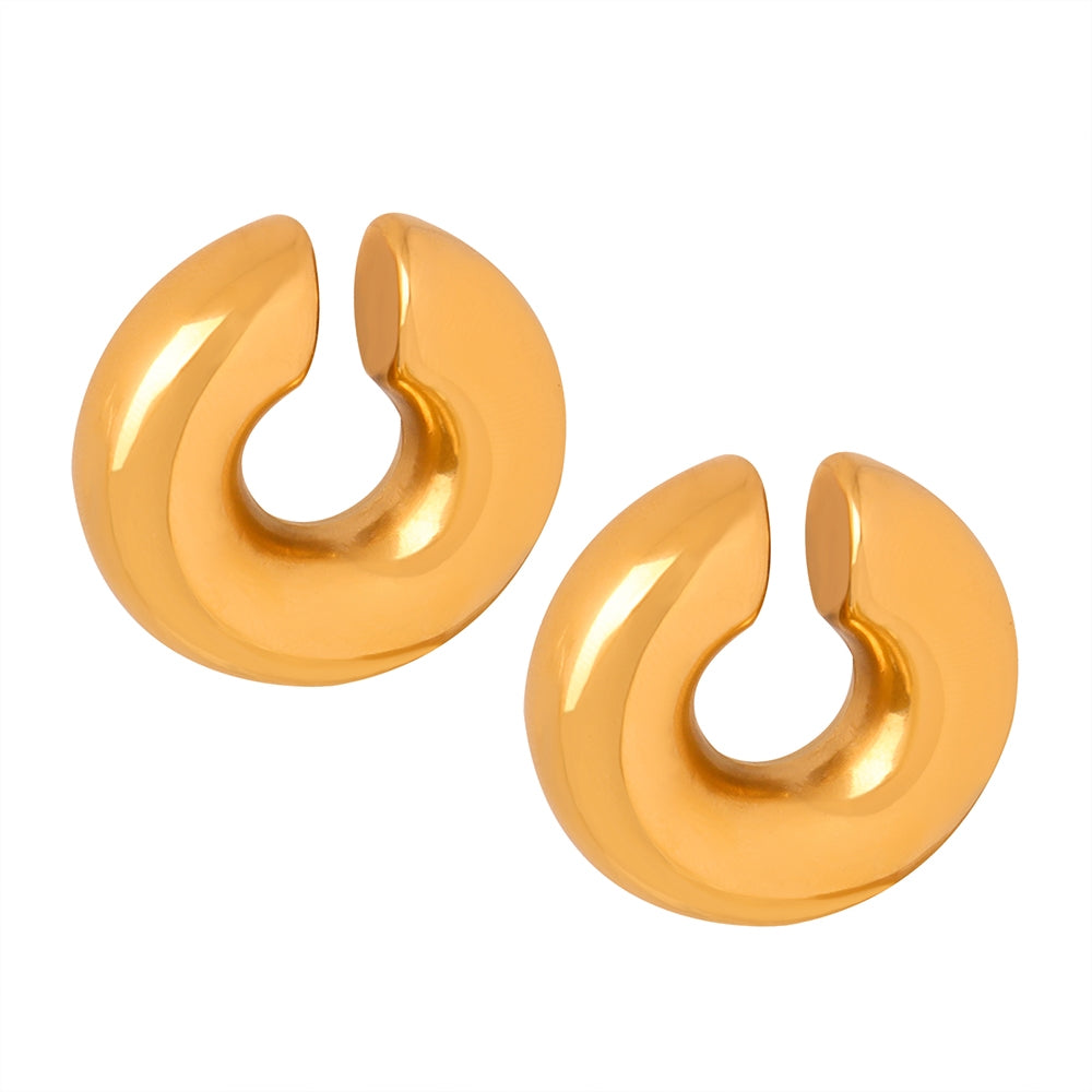 1 Pair Minimalist 18K Gold Plated Titanium Steel Ear Cuffs for Women