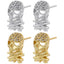 1 Pair Punk Skull Zircon Inlay 18k Gold Plated Ear Studs