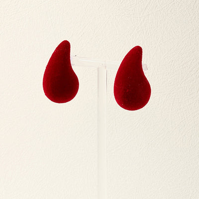 Retro Red Velvet Water Droplet Stud Earrings