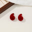 Retro Red Velvet Water Droplet Stud Earrings