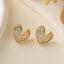 1 Pair Elegant Heart Shaped Copper Zircon Stud Earrings