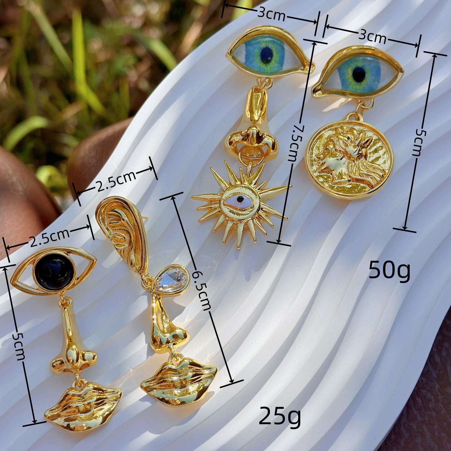 Retro Devil's Eye Alloy Layered Drop Earrings for Women