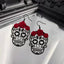 Gothic Rose Heart Skull Hollow Drop Earrings