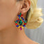 Retro Geometric Colorful Glass Plated Women's Drop Earrings