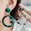 Retro Geometric Acrylic Circle Drop Earrings for Women