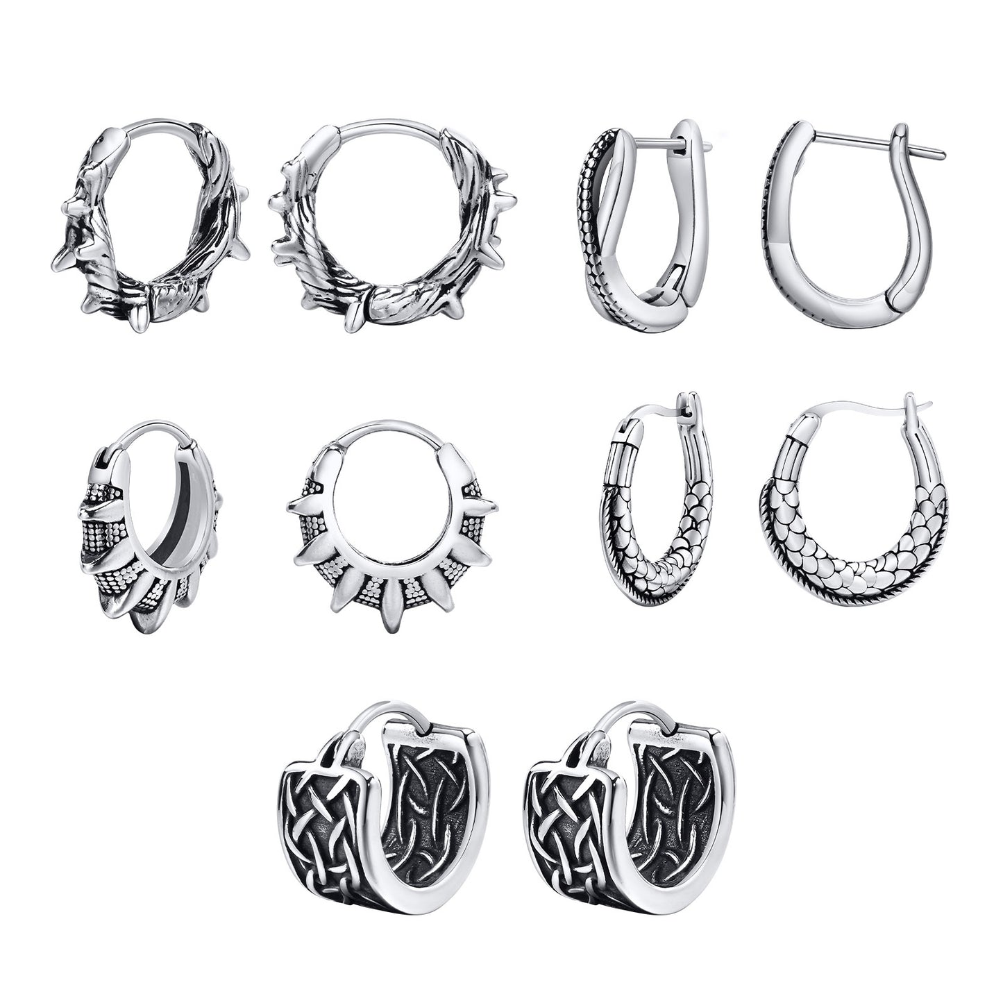 1 Pair Retro Punk U Shape Enamel Carving 201 Stainless Steel 304 Stainless Steel Earrings