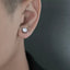 Retro Round Zircon Stainless Steel Clip-On Earrings for Men