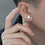 Retro Round Zircon Stainless Steel Clip-On Earrings for Men