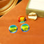 1 Pair Bohemian Geometric Enamel Abstract Design 18K Gold Plated Ear Studs