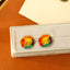 1 Pair Bohemian Geometric Enamel Abstract Design 18K Gold Plated Ear Studs