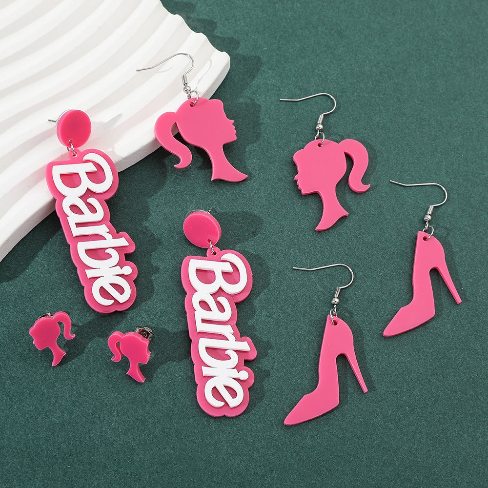 Acrylic Barbie Letter Drop Earrings for Women